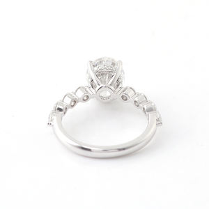 Классический стиль 10k кольцо из белого золота 3 карат большой размер овальным вырезом цветок обручальное кольцо, хорошее ювелирное изделие, кольца для влюбленных - Product Image 6