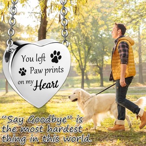 2025 sayap malaikat perhiasan kremasi hewan peliharaan kalung guci untuk abu untuk anjing hewan peliharaan perak Paw cetak liontin Memorial liontin - Product Image 4