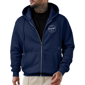 Autumn Wholesale Printing Logo Regular Fit Hoodie Ribbed Casual Street Wear High Quality <b>Thick</b> Fleece Full Zipper Pullover - Product Image 6