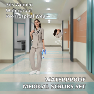 Medical Gown <b>Scrubs</b> Uniform Set for Women Hospital Nurse Nursing Waterproof Woven <b>Scrub</b> <b>Tops</b> - Product Image 2