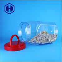 Bocaux à bonbons et à en-cas en plastique PET transparent de qualité alimentaire, 2100 ml, avec couvercle à vis rouge, étanches et sans BPA