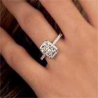Bague de fiançailles en or massif 10K 14K 18K avec diamant de laboratoire taille radiant 1 carat, sertie halo et pavé, style cathédrale, certifiée IGI CVD/HPHT, personnalisable