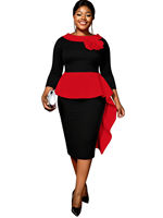 Robe de carrière élégante et moderne pour femme, à manches 3/4, avec taille peplum contrastante, coupe ajustée, idéale pour les événements professionnels et décontractés au bureau
