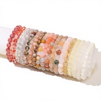 Bracelet en pierre naturelle Boxi, cristal, couleurs mélangées, simple, élégant et tendance, accessoires de bracelet, vente en gros