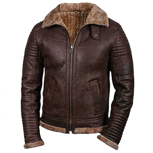 2025 OEM Premium <b>Men's</b> Winter <b>Shearling</b> Leather <b>Jackets</b> 100% High Quality Breathable Windproof Plus Size B3 Fur Heated <b>Jackets</b> - Product Image 1