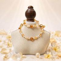 Ensemble collier et bracelet pour animaux de compagnie en cuir 100% véritable, élégant, jaune, avec cristaux, pour chiens et chats