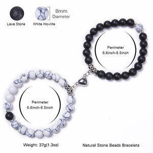 <span class=keywords><strong>Bracelet</strong></span> en perles de turquoise blanche givrée en pierre naturelle à la mode <span class=keywords><strong>Bracelet</strong></span> en cristal d'aspiration d'aimant en forme de coeur - Product Image 5