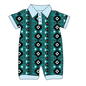 Combinaison Bébé Fille Personnalisable avec Logo, Manches Courtes, Boutons au Col, Imprimée, à Pressions, en Coton Bio, pour l'Été - Product Image 3