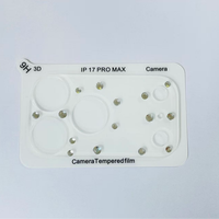 Protection d'objectif d'appareil photo en verre trempé 3D de luxe avec paillettes, antichoc, motif cœur diamant arc-en-ciel pour 17 Pro Max