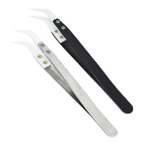 Shinno Stainless Steel Tweezers Elbow Shape Heat Resistant Antimagnetic For Precision Work - Product Image 1