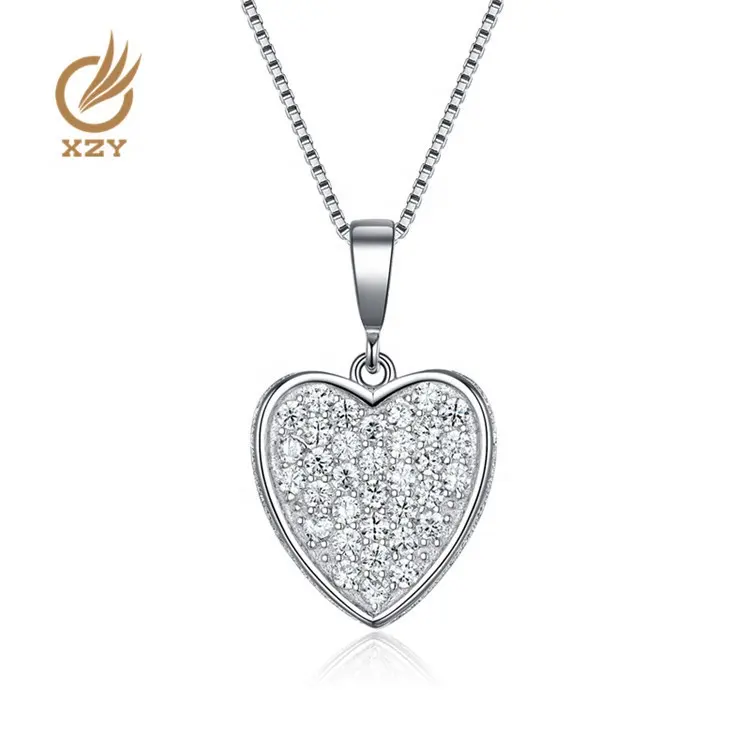 XZY Women Mother's Day Gift Baby Jewelry Crystal 925 Sterling Silver Small Necklace Heart Pendant Jewelry For Gift Anniversary