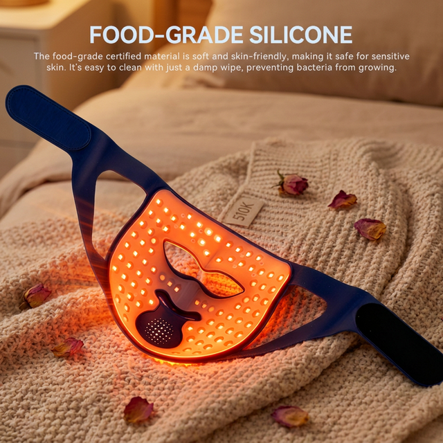 Face Led Mask Silicone Red Light Therapy Eye Facial Beauty