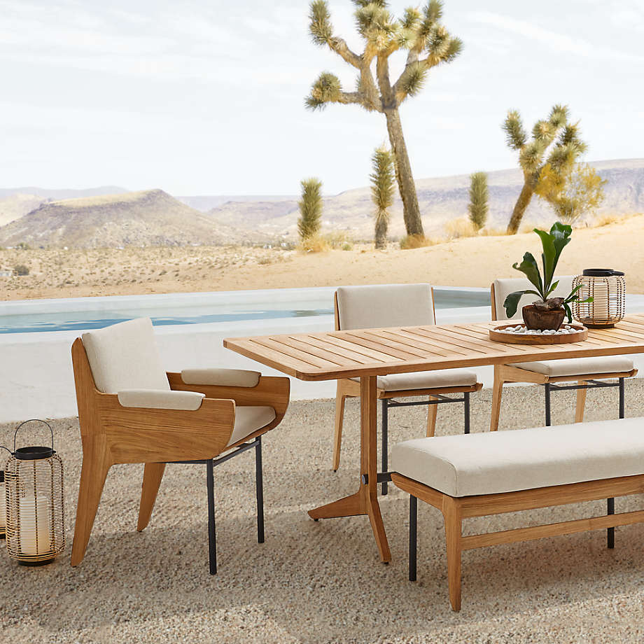 Wholesale outdoor furniture hotel garden all-weather high quality solid teak bench table chairs dining set