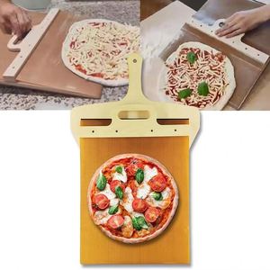 Pelle à pizza coulissante pliable en bois massif 40x40x3cm, résistante au four, ustensile de cuisine pour la cuisson - Product Image 2