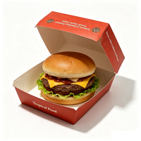Boîte à hamburger pliable en papier avec impression personnalisée, résistante à la graisse, jetable, pour emporter, emballage pour la restauration de marques alimentaires