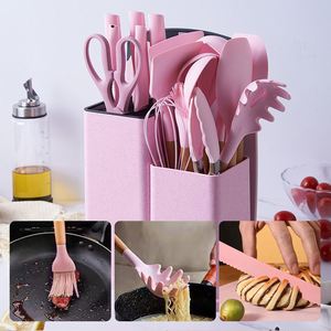 Custom Kitchen Cooking Utensils Set 19-Piece Silicone Kitchen Utensil Set With Wooden Handle and Cuttings <b>Board</b> Storage Bucket - Product Image 4