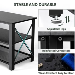 Soporte de <span class=keywords><strong>TV</strong></span> negro moderno de 71 pulgadas con luz LED y toma de corriente <span class=keywords><strong>para</strong></span> <span class=keywords><strong>TV</strong></span> de 50 55 60 65 70 <span class=keywords><strong>75</strong></span> 80 pulgadas <span class=keywords><strong>Mesa</strong></span> de madera de 3 niveles <span class=keywords><strong>para</strong></span> sala de estar - Product Image 5