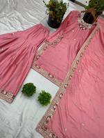 Robe Sarara indienne-pakistanaise Fatema Fashion élégante en pure soie Chinnon à manches longues avec bordure en dentelle pour femmes, séchage rapide 5mm