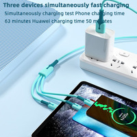 Kabel Data pengisi daya USB 3 in 1 silikon cair terlaris kabel pengisian daya USB Universal Multi USB