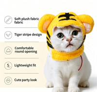 Accessoire de Cheveux Doux et Moelleux en Forme de Tigre pour Halloween, Chapeau Élastique Mignon pour Animaux de Compagnie, Accessoire de Déguisement pour Chats, Idéal pour Séances Photo et Fêtes