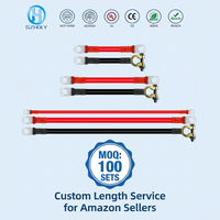 Kabel Baterai Tembaga Murni Fleksibel 2 AWG Gauge 35mm2 Kabel Ground Daya Terminal Ring M10 12V 24V untuk Mobil Kapal Motor
