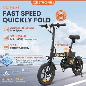 Bicicleta Eléctrica Gyrocopters Rizz para Adultos/Adolescentes |   Motor sin Escobillas de 400W |   Velocidad de 25 km/h |   Rango de 55 km |   Rastreador GPS Inteligente |   Plegable - Product Image 2