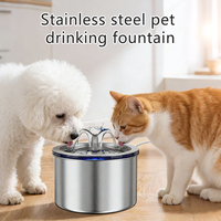 Fontaine à eau automatique pour animaux de compagnie en acier inoxydable 2,2 L, distributeur silencieux pour chats et chiens, filtre intégré, utilisation intérieure/extérieure/en voyage