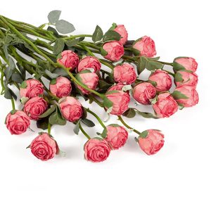 Prix de gros pour les fleurs artificielles en soie et les fausses tiges de roses colorées pour la décoration de mariage et d'événements à domicile - Product Image 5