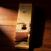 Sachet de café personnalisé imprimé avec soufflet latéral, valve et fermeture à lanière, en feuille d'aluminium de qualité alimentaire haute barrière pour l'emballage de thé et de snacks
