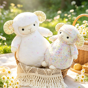 Juguete de Peluche de Oveja con Cuernos Rizados y Confeti Arcoíris, Personalizado al por Mayor, OEM, Regalo para Niños, Temática de Granja y Naturaleza, Cumpleaños - Product Image 3