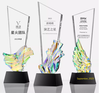 Trophées, médailles et plaques personnalisés en cristal arc-en-ciel avec impression couleur intégrale, gravure écologique, marque JUMBO