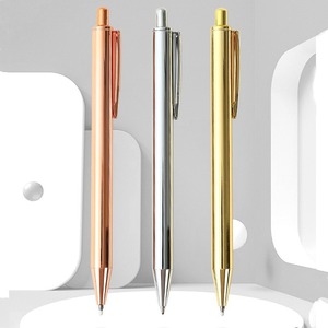 Bolígrafos personalizados de escritura rápida con bola de Metal dorado rosa de oficina para regalos - Product Image 2