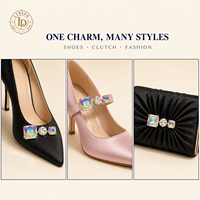 Boucle de chaîne en alliage de zinc avec strass AB, écologique, durable, cristal irisé, accessoires de chaussures pour fêtes, brillance glamour, OEM