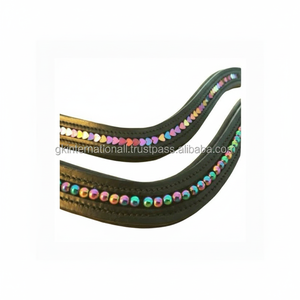 Forma de onda Canal vacío Cristales multicolores Banda decorativa acolchada de cuero para cejas de caballo en tamaños de mazorca completos - Product Image 1