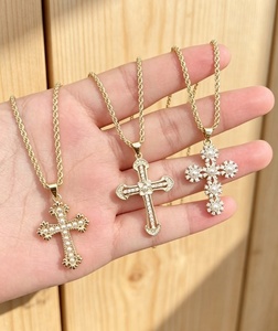 Religious jewelry cross zircon pearl necklaces classic charm link <b>chain</b> Party Gift - Product Image 5
