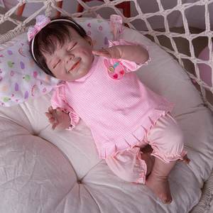 Visage souriant Fiber <span class=keywords><strong>cheveux</strong></span> 20 pouces <span class=keywords><strong>50</strong></span> <span class=keywords><strong>cm</strong></span> Reborn bébé poupées Silicone vinyle Reborn Bebe jouets pour les cadeaux de fête des enfants - Product Image 6