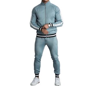 Athletic Sweat Suits Funnel Neck Contrast Side Stripe Mens Gym Tracksuits - Product Image 2