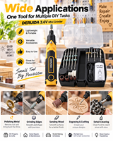 DERUIDA Mini-meuleuse sans fil 3,6 V, kit d'outils rotatifs, stylo de gravure électrique rechargeable par USB avec accessoires pour le bricolage et le meulage