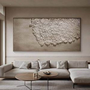 Toile abstraite encadrée texturée 3D minimaliste, peinture à l'huile Wabi Sabi, art mural, peinture à la main, arts décoratifs muraux 3D, œuvre d'art - Product Image 1