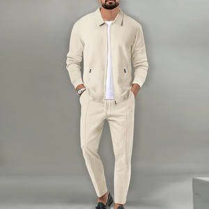 PASUXI Nuovo Completo da <span class=keywords><strong>Uomo</strong></span> Giacca e <span class=keywords><strong>Pantaloni</strong></span> 2 Pezzi Stile Casual Streetwear <span class=keywords><strong>Tuta</strong></span> Tinta Unita Maglietta con Zip al Collo e Maniche Lunghe - Product Image 2