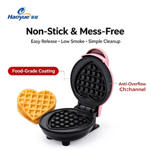 Mini <span class=keywords><strong>gaufrier</strong></span> en forme de cœur 4 pouces, machine électrique <span class=keywords><strong>multi</strong></span>-<span class=keywords><strong>plaques</strong></span> pour petit-déjeuner, appareil antiadhésif pour sandwichs et donuts pour la cuisine domestique OEM ODM - Product Image 5
