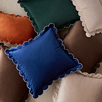 Housse de coussin rectangulaire unie à bords festonnés en velours, entièrement gérée pour le dropshipping transfrontalier