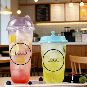 Vasos de Plástico Desechables en Forma de U para Batidos, Smoothies, Té con Leche y Boba, con Tapas de Colores, Logotipo Personalizado, Diámetro 90mm, 380/500/700U, Venta al Por Mayor - Product Image 1