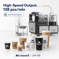 Macchina automatica ad alta velocità LinpacX LPX-138 per la produzione di bicchieri di carta, per sostituire le macchine semi-manuali per la produzione di bicchieri di carta.