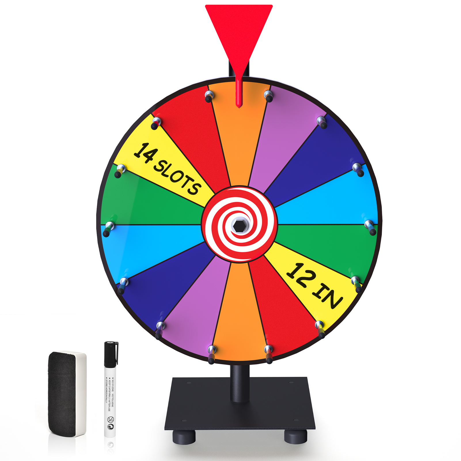 12 polegadas 14 Slots Cor Spinning Prêmio Roda com Editável Magnetic Board e Dry Erase Marker