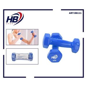 Blue Glossy Coated 3KG Hexagonal <b>Dumbbells</b> - Product Image 1