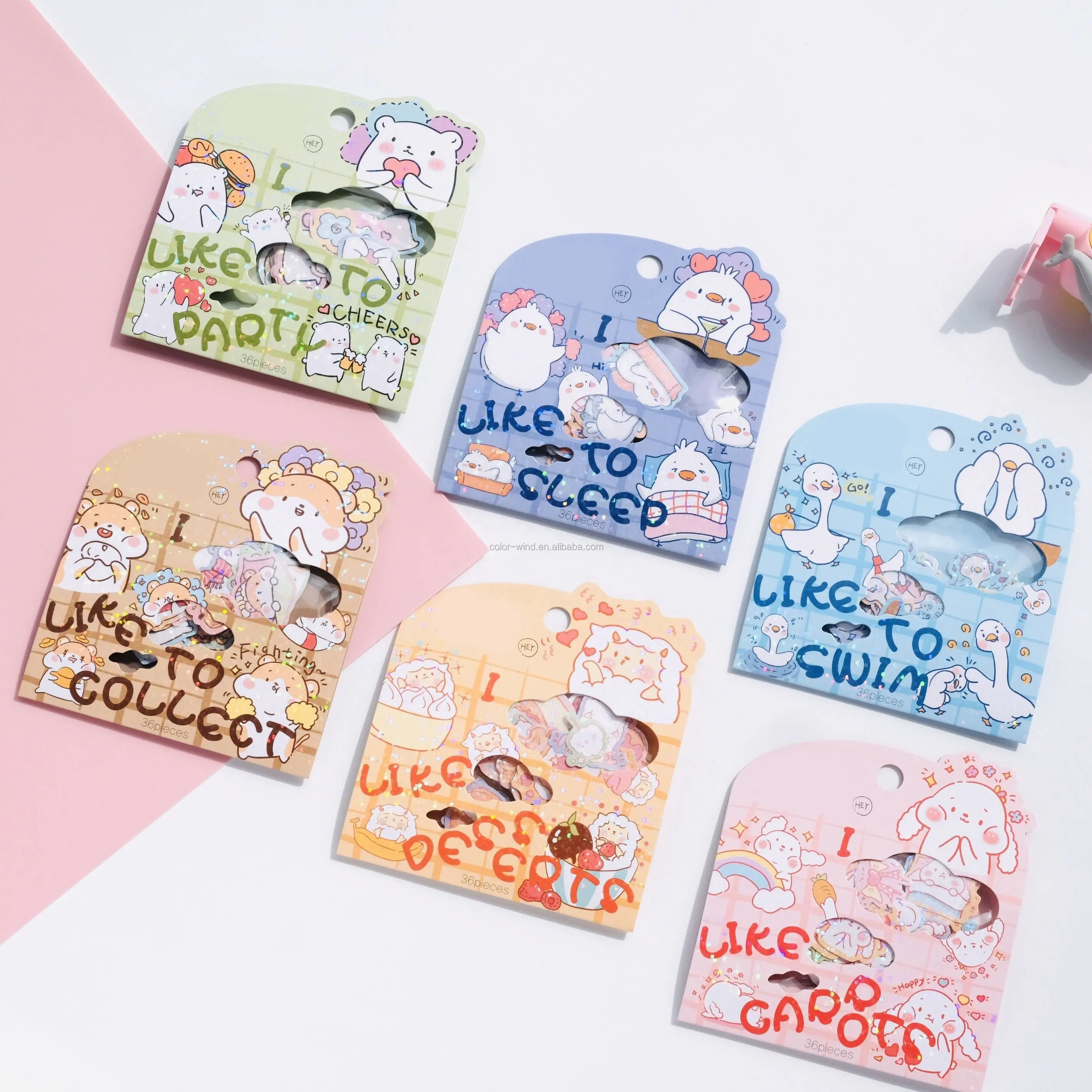 [Fonctionnalité sans effort] Conception originale personnalisée J'aime la série Lovely Pets Cute Animals Die Cut Sticker Packs