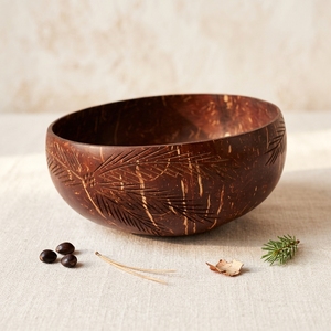 Bol en noix de coco artisanal de qualité supérieure, 100% biodégradable, vaisselle végane, gravure personnalisée, fabrication directe au Vietnam, OEM - Product Image 1