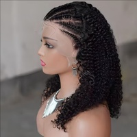 Pelucas trenzadas 13x4 de cabello humano virgen vietnamita, rizadas afro, con encaje frontal para mujer, súper doble densidad, alta densidad
