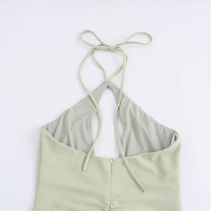 TAOP & ZA mujeres 2025 principios <span class=keywords><strong>de</strong></span> otoño nuevo plisado cuello Halter pajarita apertura vestido largo 8338248 - Product Image 6